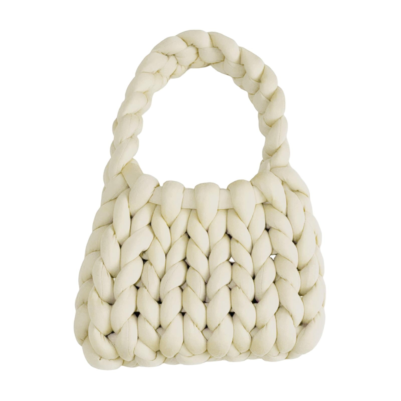 FVDPWYE Women Crochet Bag Clutch Purse Female Shopping Bag Knit Clutch Wallet Knit Purse white