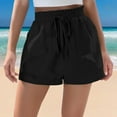 thumbnail image 2 of Audhol Linen Shorts for Women! Womens Casual Linen Shorts High Waisted Wide Leg Cute Summer Beach Shorts with Pockets Summer Shorts for Women Black L, 2 of 5