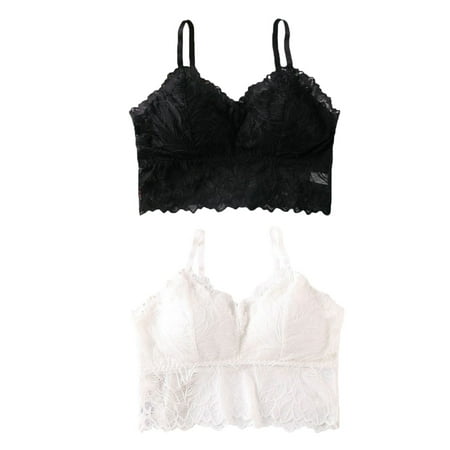 

Baywell 2 Pieces Lace Bralettes for Women with Straps and Pads