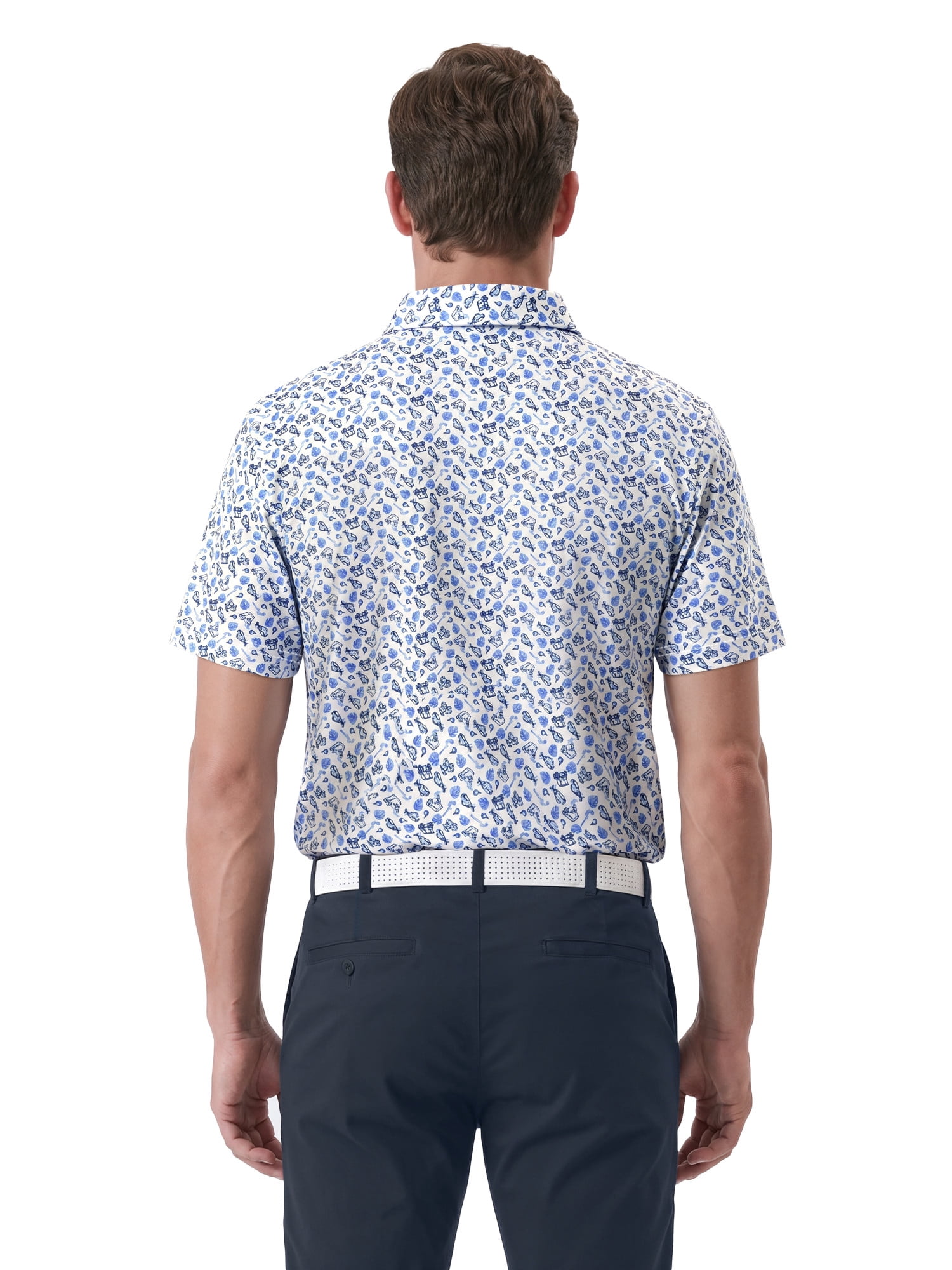 Ben Hogan Performance Men’s & Big Men's All-Over Tossed Print Short Sleeve Golf Polo Shirt, Sizes S-4XLT