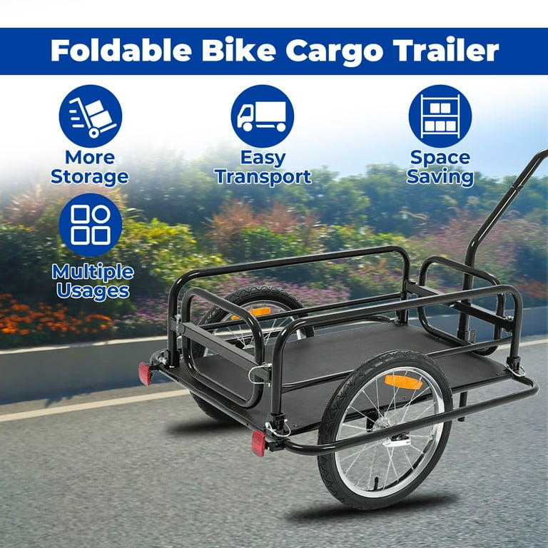 Bicycle Trailer, Bicycle Cart with Handle with Tow Bar, Foldable and  Reflector, Maximum Load 65 kg : : Sports & Outdoors