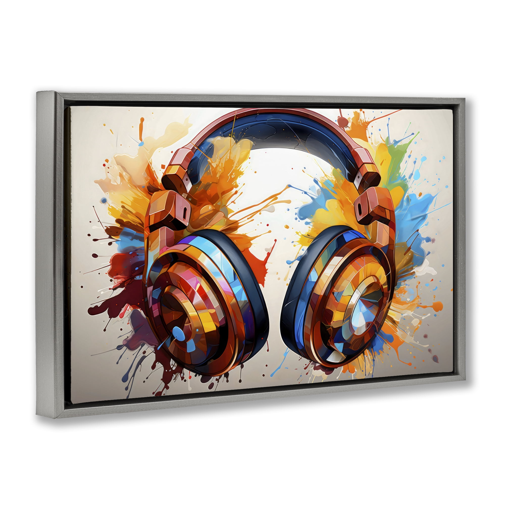 Stupell Industries Music In Color Splatter Gray Framed Floater Canvas Wall Art, design by Creative Studio