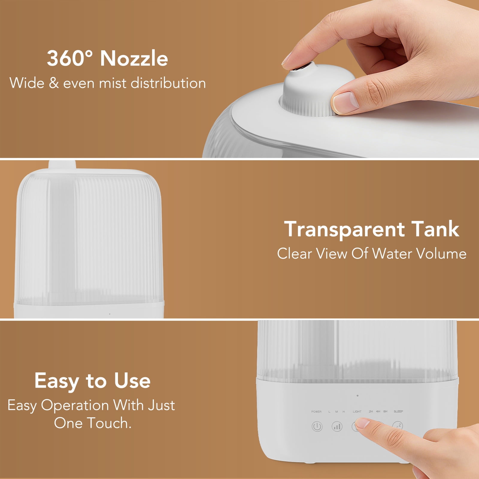 CRZOE 3L Top Fill Humidifier for Bedroom, Smart Humidity Control, Quiet Ultrasonic Cool Mist with 360° Nozzle, 7-Color Light & Essential Oil Diffuser for Home Baby Room