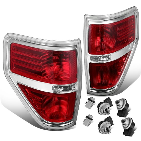 DNA Motoring TL-ZTL-006-RD For 2009-2014 Ford F-150 Pair of Tail Lights Rear Brake Lamps Red Lens with Bulb Sockets