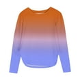 thumbnail image 2 of YUNAFFT Girls Long Sleeve Round-Neck Shirts Ombre Design Side Slits Cotton-Like Stretchy Blouse For 4-14Y, 2 of 7
