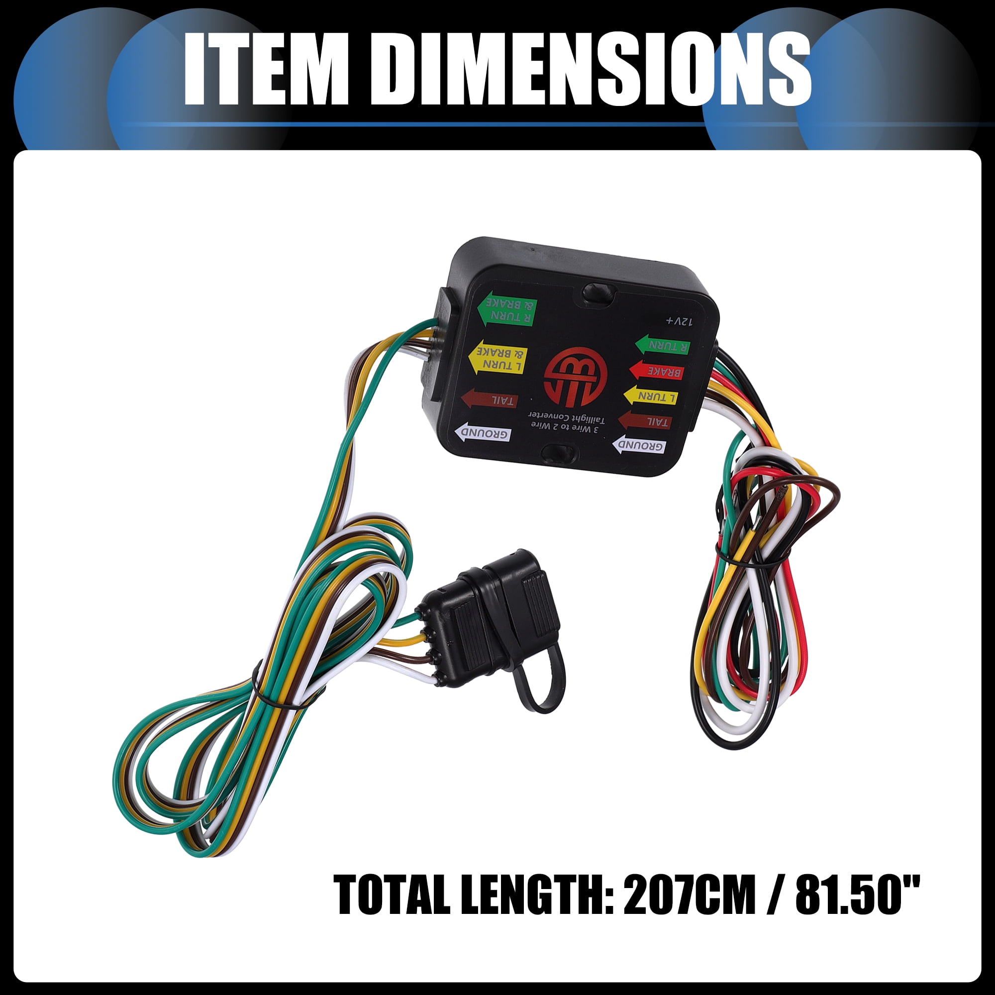 Unique Bargains Powered 3-to-2 Wire Splice-in Trailer Tail Light Converter 4-Pin Wiring