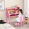 Costway Big Storage Children's School Desk & Chair Set Youth Reading Table with Hutch