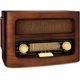 thumbnail image 1 of ClearClick Radio AM/FM clásica estilo retro vintage con Bluetooth, entrada auxiliar y USB - Exterior de madera hecho a mano marrón oscuro, 1 of 5