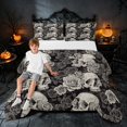 thumbnail image 2 of Homewish Halloween Sugar Skull Full Size Comforter Sets, Vintage Flower Bedding Comforter Set, Gray Black White, Black Reversible, 3-Piece 1 Comforter and 2 Pillowcases, 2 of 6