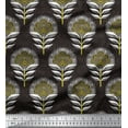 thumbnail image 3 of oneOone Cotton Jersey Black Fabric Leaves & Flower Panel Diy Clothing Quilting Fabric Print Fabric By Yard 58 Inch Wide, 3 of 3