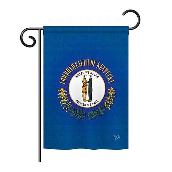 Breeze Decor BD-SS-GS-108112-IP-BO-D-US13-BD 13 x 18.5 in. Kentucky Americana States Impressions Decorative Vertical Double Sided Garden Flag Set with Banner Pole