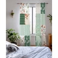 thumbnail image 3 of Boho Spring Floral Sheer Curtains 63 Inch Length 2 Panels Set for Living Room/Bedroom, Retro Flowers Plants Patchwork Grid Green Kitchen Curtains Grommet Curtains Window Treatments 42"x63"x2, 3 of 7