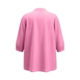 thumbnail image 5 of HongQid Womens Linen Blend Button Down Tunic Ladies Mandarin Neck Pleated Bust 3/4 Sleeve Blouse Casual Shirts, 5 of 7