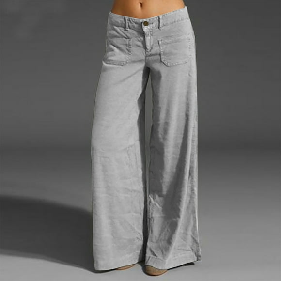 Meichang Pantalon Large Large à Taille Haute pour Femmes Pantalon de Travail Long avec Poches, Printemps Été
