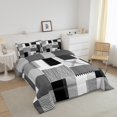 thumbnail image 3 of Erosebridal Geometry Lines Bedding Sets Full with Comforter,Patchwork Rectangle Duvet Insert,Stripe Bedroom Decor,Reversible,Ultra Soft,3pcs, 3 of 7