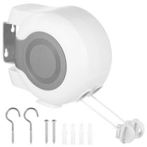 2 x 49 Feet Retractable Clothesline Outdoor, Heavy Duty Double Line Clothesline, Wall Mounted Dual-Line Clothes Drying Rack for Home Hotel Use, Includes Screws