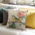 thumbnail image 3 of FCXZI Decor Holiday Pillow Case Bird Flowers Farmhouse Decor for Home Sofa Couch Linen 100% - Set of 1 Pillow Covers 18x18in, 3 of 5