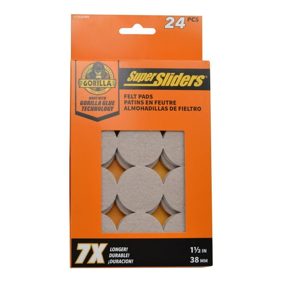 Super Sliders With Gorilla Glue 1.5" Round Felt Pads Beige 24pc, 1.5" Round Felt Pads