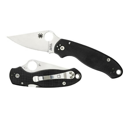 - Spyderco Para 3 G-10 Black Folding Pocket Knife, Plain Blade Edge - C223GP