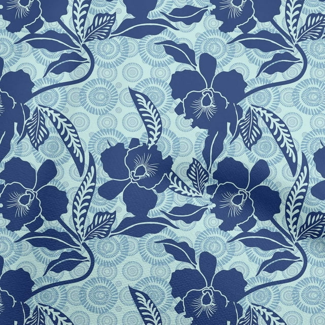 oneOone Viscose Chiffon Navy Blue Fabric Asian Floral Sewing Craft Projects Fabric Prints By Yard 42 Inch Wide