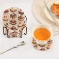 thumbnail image 3 of Yayeee 6 PCS Drink Coasters with Holder Set Woven Absorbent Round Tabletop Hot Pad, Cute Chocolate Cakes, 3 of 7