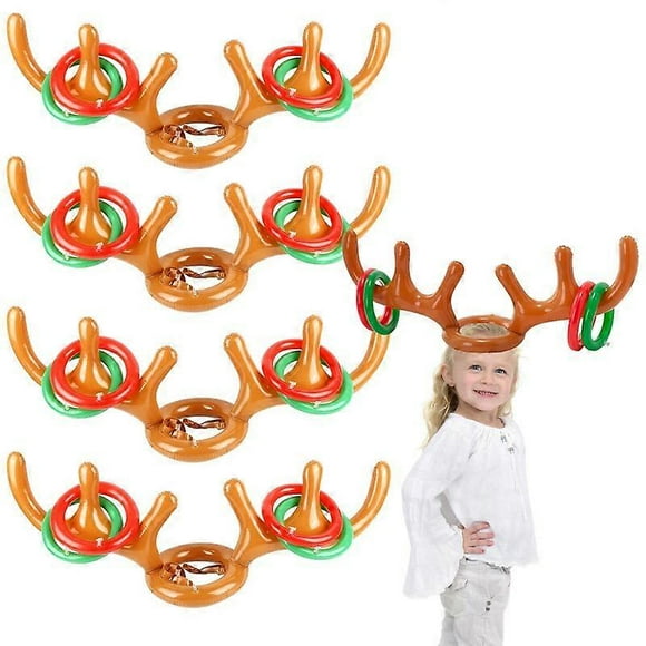 Inflatable Reindeer Antler Ring Toss Game, Christmas Party Games Supplies Ring Toss Hook Game_Perfect Gift