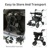 Sinceborn 4 in 1 Intelligent Electric Rollator Walker with Seat, Lightweight Foldable Wheelchair Walker Combo,Detachable Footrests, 10 Wheels Electric Wheechair for Adults,High Style
