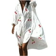 thumbnail image 1 of Pompotops Mode Femmes V-Cou à Manches Longues Imprimé Chemise Irrégulière Longue Robe en Vente, 1 of 5