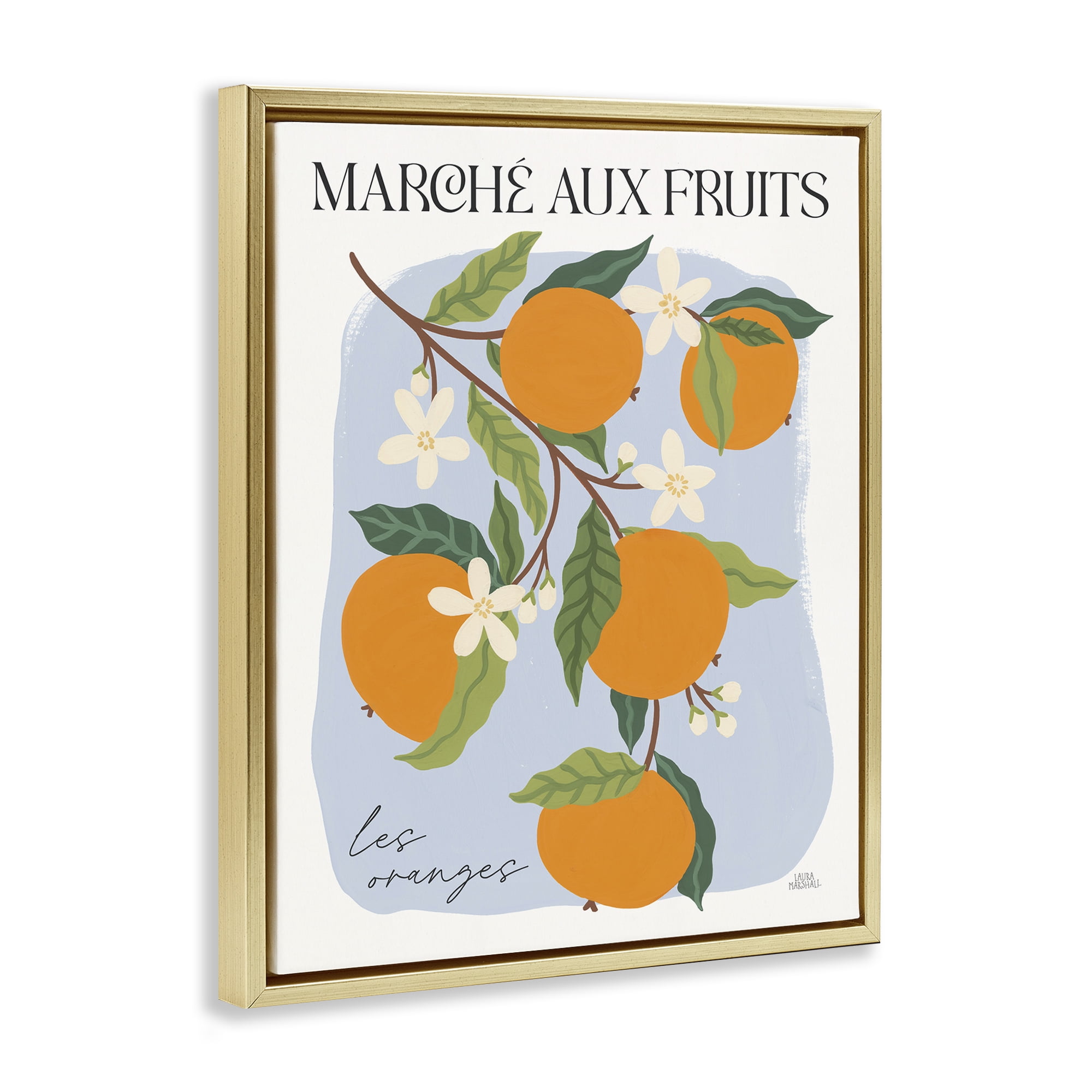 Stupell Industries Marche Aux Oranges Food & Beverage Painting Gold Floater Framed Art Print Wall Art, 17 x 21