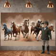 thumbnail image 5 of Realistic  Running Horse Banner Dynamic Design Galloping Horse Backdrop Earthy Color Palette Wild Animal Motif Display for Western Themed Party Equestrian Event Bedroom Wall Decor, 5 of 7