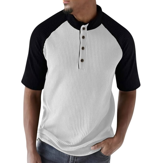 Camisa de Manga Larga Al Aire Libre de la Capa Base de Manga Corta Casual Mangas Raglan Color Bloqueado, de Pie Cuello Superior
