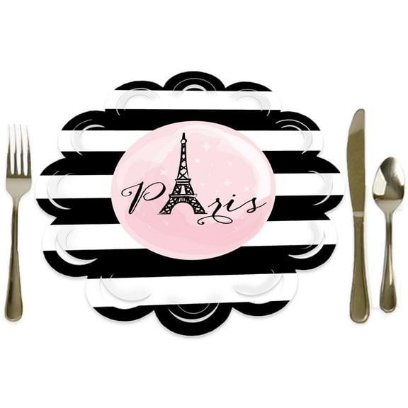 Big Dot of Happiness Paris, Ooh La La - Paris Themed Baby Shower or Birthday Party Round Table Decorations - Paper Chargers - Place Setting For 12