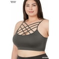 thumbnail image 3 of Zenana Women & Plus Comfort Seamless Crisscross Front Strappy Bralette Sports Bra Top with Removable Pads, 3 of 4