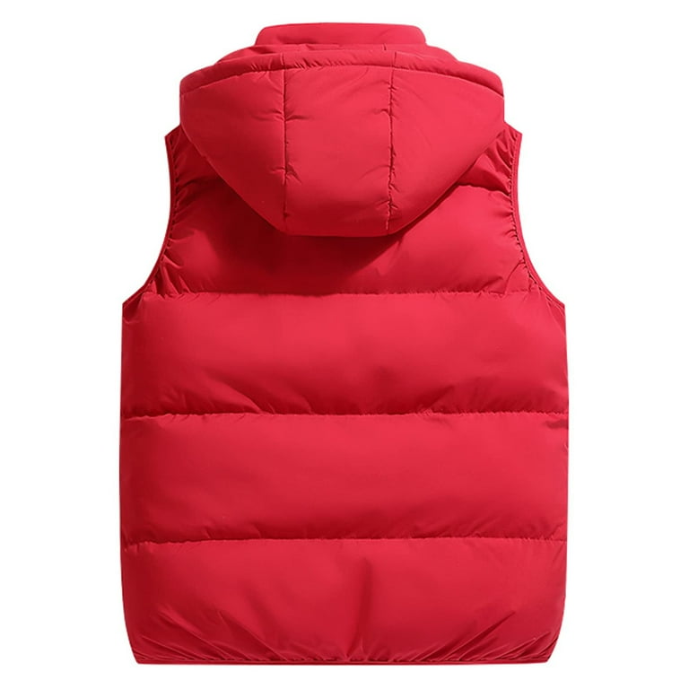 Hanas Men s Women s Down Cotton Vest Thickened Hooded Down Cotton Vest Winter Warm Outdoor Vest Thickened Sleeveless Jacket Red XXL Walmart