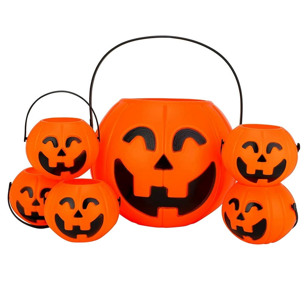 PENGXIANG 6pcs Decorative Candy Storage Buckets Halloween Pumpkin Buckets for Party