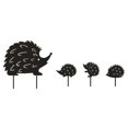 thumbnail image 1 of Adorno de decoración de jardín enchufable de cuatro pequeños erizos de arte del hierro para exteriores (1 juego-negro), 1 of 5