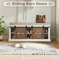 thumbnail image 6 of 2-Tier Shoe Storage Cabinet,43" Wooden Shoe Cabinet With Sliding Doors,Farmhouse Shoe Bench With Adjustable Shelves,Storage Bench for Entryway,Hallway,Bedroom, 6 of 7
