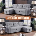 thumbnail image 4 of Howcool 82" Convertible Sleeper Sofa with Pull Out Bed, L-Shaped Sectional Couch with Storage Chaise, Linen Fabric Sofa with USB Charging Ports for Living Room Apartment,Light Grey, 4 of 8