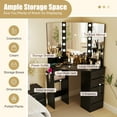 thumbnail image 5 of Topbuy Corner Makeup Vanity Desk Makeup Dresser Table with 3 Color Lighting Black, 5 of 9