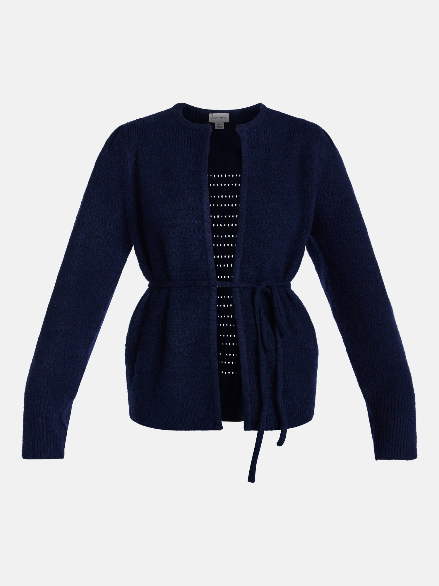Scenario Women's Open Tie Cardigan with Pointelle Knit photo 6