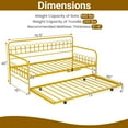 thumbnail image 3 of Costway Twin Daybed Frame with Trundle, Space-Saving Pull-Out Trundle for Living Room Gold, 3 of 10