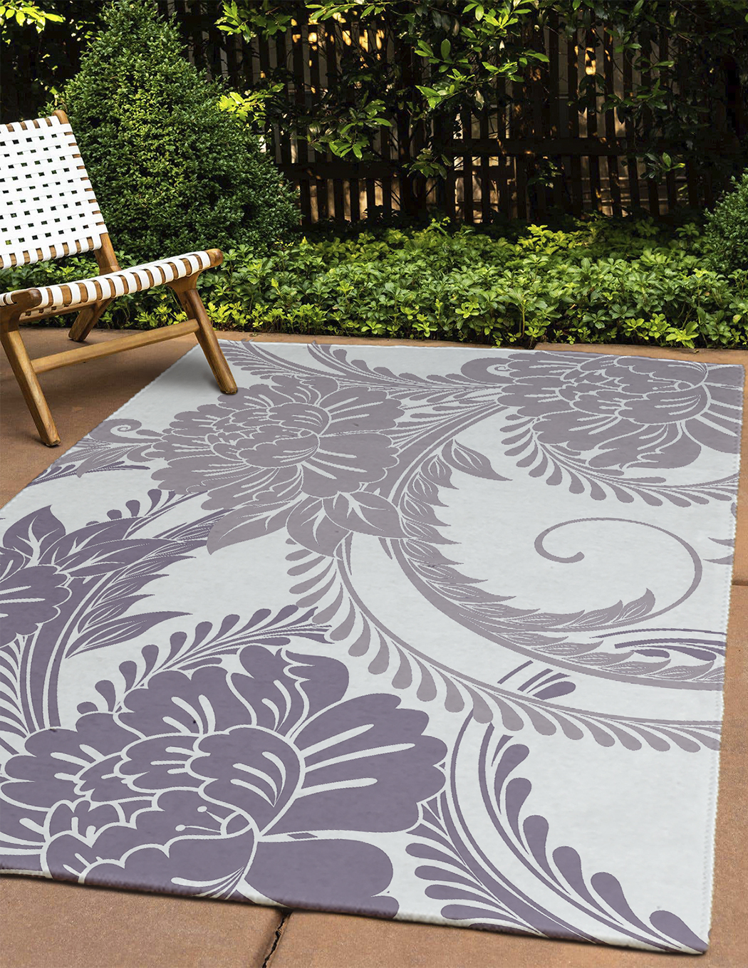 4' x 6' Simply Daisy Flower Flourish French Country Chenille Area Rug, Purple