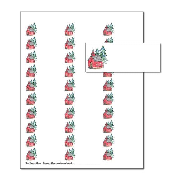 Country Church Address Labels - 1" x 2-5/8" - 30 per Sheet - Total of 150 Labels (oal928)