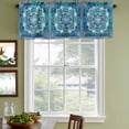 thumbnail image 3 of Turquoise Boho Curtain Valances for Windows, Kitchen Valance Window Treatments Panel 2 Pack, Ethnic Country Abstract Floral Aesthetic Rod Pocket Short Curtains for Bathroom Bedroom 54 x 18 Inch, 3 of 8