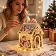 thumbnail image 4 of 3D Christmas House Pearl Art Kit, Acrylic Bead Craft Set with LED Lights, DIY Festive House Ornament Decoration for Tree, Tabletop, Mantel, Living Room, Festive Craft, I, 4 of 7