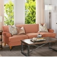 thumbnail image 4 of Jennifer Taylor Home Alana 88" Lawson Living Room Three-Cushion Tightback Sofa Couch with Metal Casters, Peach Orange, 4 of 7