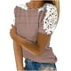 thumbnail image 1 of Camisas de Manga Corta para las Mujeres Impresión Cuello Redondo Suéter Encaje Camisa, Blusa de Verano Casual para las Mujeres, 1 of 5