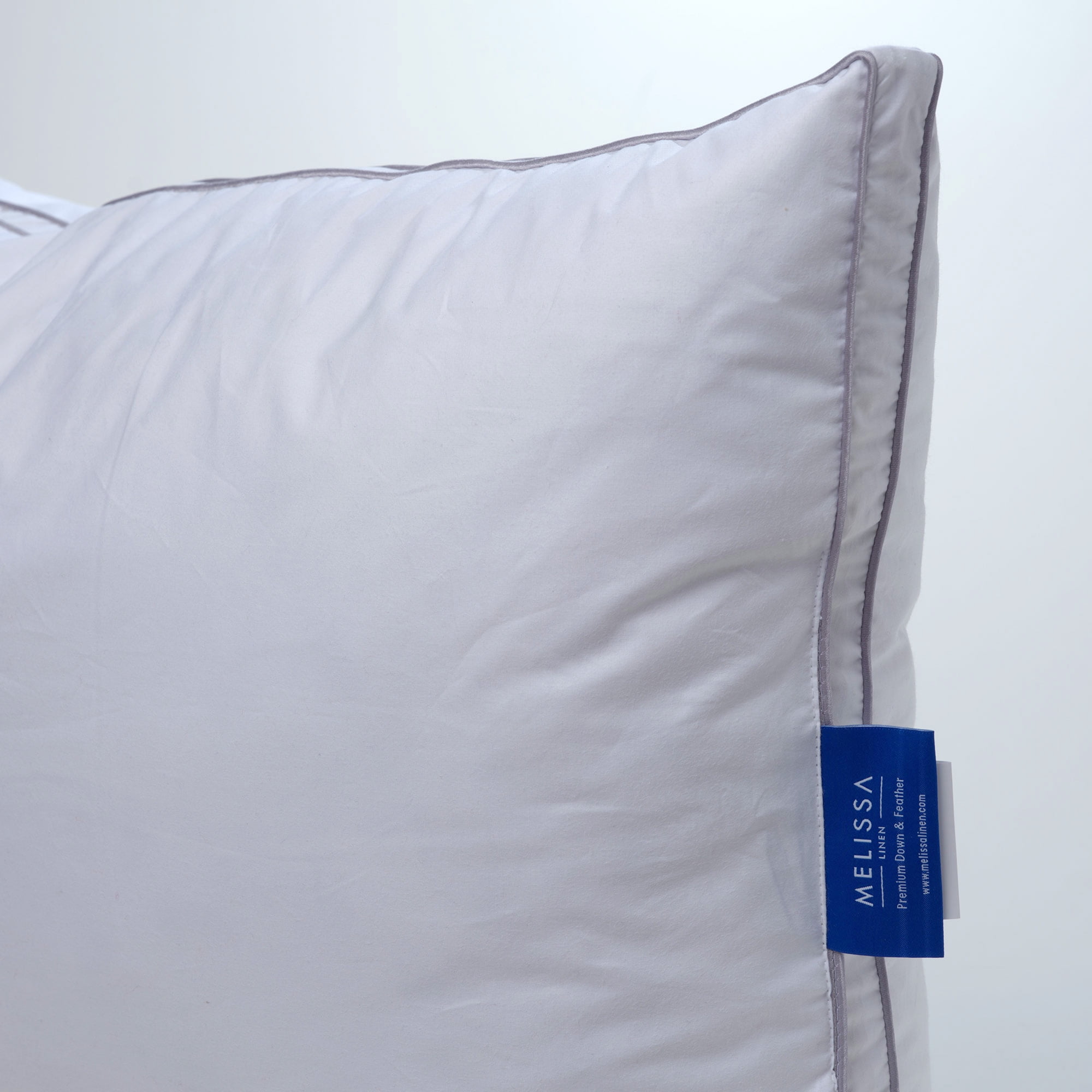 Melissa Linen Premium Goose Down Feather Pillow for Bed, Soft & Supportive, Standard Size, White