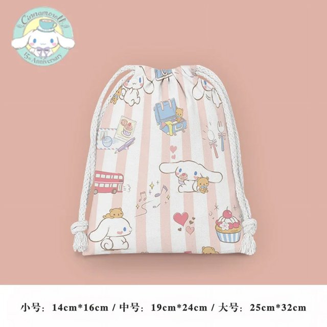 Neceser portátil con cordón para artículos diversos de estudiantes, diseño de dibujos animados de Sanrio Cinnamoroll