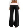 thumbnail image 6 of Wevis Ladies Color Block Fold Waist Micro Flare Pants Low Rise Elastic Waist Workout Sweatpants Daily Loungewear, 6 of 6